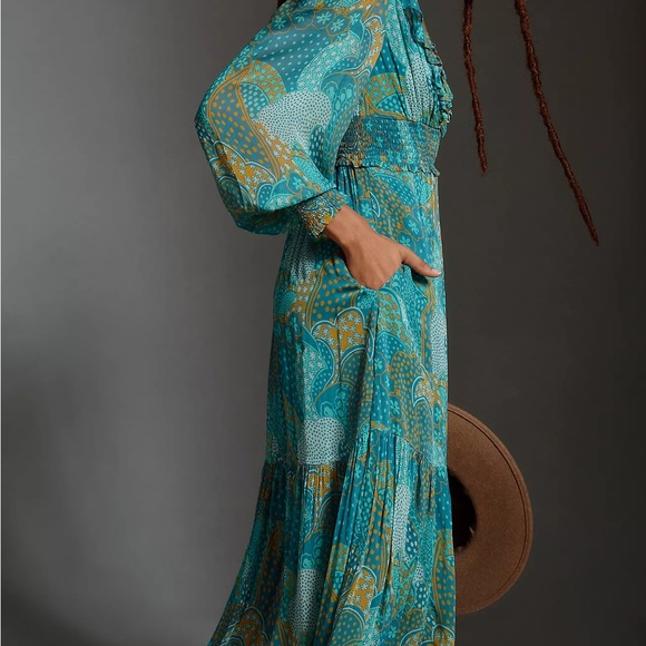 Anthropologie Odetta Ruffled V-Neck Maxi Dress - Picture 13 of 15